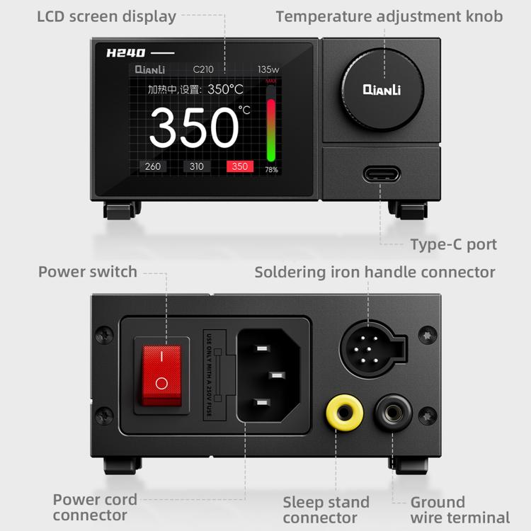 Stazione saldante intelligente QIANLI H240 da 240 W con supporto multifunzione HX1., US Plug, EU Plug