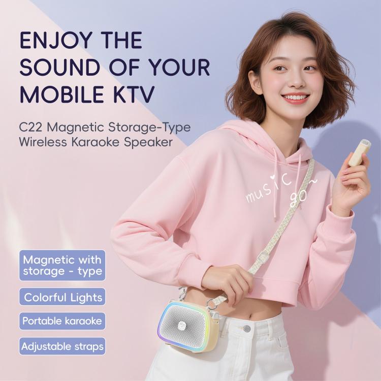 Altoparlante wireless portatile per karaoke C22 con microfono e tracolla