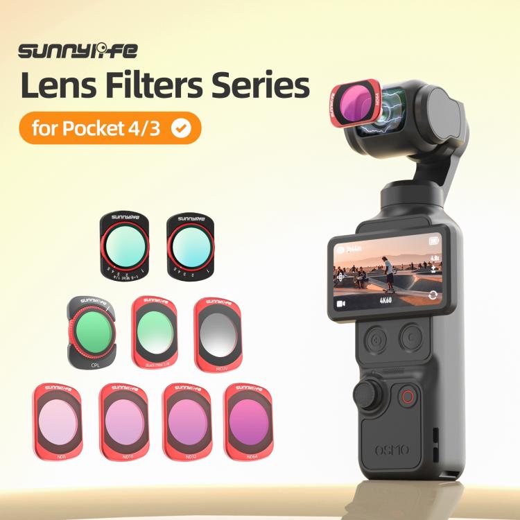 Filtro magnetico in metallo Sunnylife per obiettivo della fotocamera DJI OSMO Pocket 3., MCUV, CPL, ND8, ND16, ND32, ND64, Black Mist 1/4, 3 in 1 Shadow Filter Set, 3 in 1 Portrait Filter Set, 3 in 1 CPL ND8/16, 3 in 1 Protective Filter Set            ...