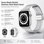 Confezione da 5 cinturini per orologio in acciaio inossidabile con fibbia a sette perline xDfind, For Apple Watch 42 / 44 / 45 / 46 / 49mm, For Apple Watch 38 / 40 / 41 / S11 42mm