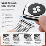 Confezione da 5 cinturini per orologio in acciaio inossidabile con fibbia a sette perline xDfind, For Apple Watch 42 / 44 / 45 / 46 / 49mm, For Apple Watch 38 / 40 / 41 / S11 42mm