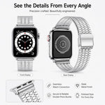 Confezione da 5 cinturini per orologio in acciaio inossidabile con fibbia a sette perline xDfind, For Apple Watch 42 / 44 / 45 / 46 / 49mm, For Apple Watch 38 / 40 / 41 / S11 42mm