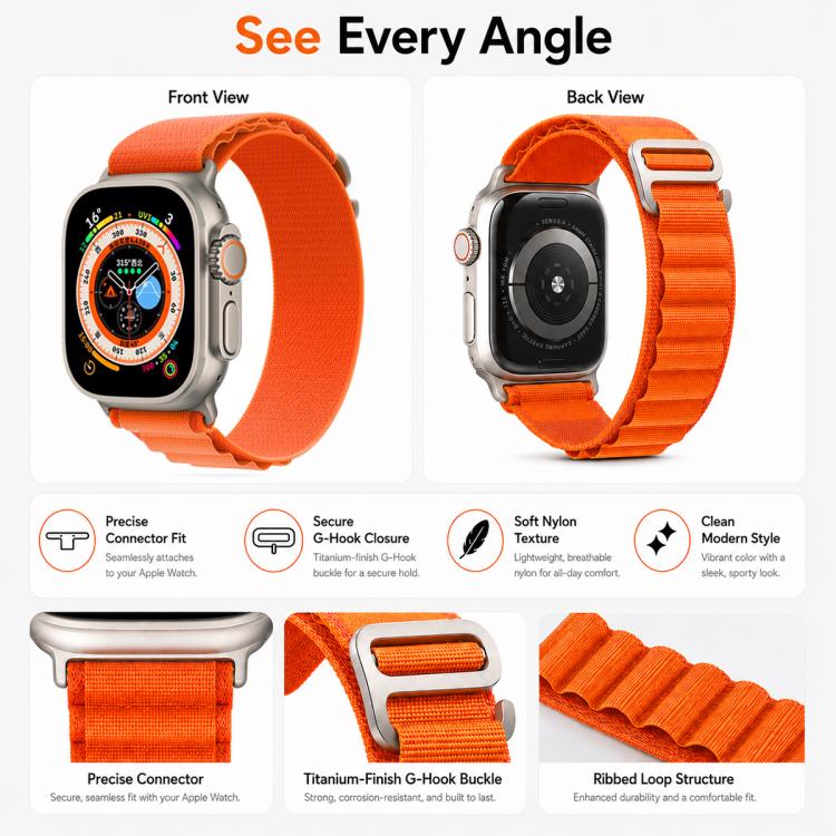 Confezione da 5 cinturini per orologio xDfind Aline in nylon con passante, For Apple Watch 42 / 44 / 45 / 46 / 49mm, For Apple Watch 38 / 40 / 41 / S11 42mm