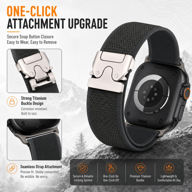 Confezione da 5 cinturini per orologio in nylon con fibbia in titanio e bottone a pressione xDfind, For Apple Watch 42 / 44 / 45 / 46 / 49mm, For Apple Watch 38 / 40 / 41 / S11 42mm
