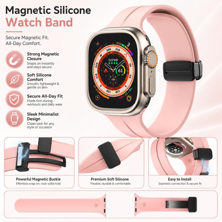Confezione da 5 cinturini per orologio in silicone con fibbia magnetica a tinta unita xDfind, For Apple Watch 42 / 44 / 45 / 46 / 49mm, For Apple Watch 38 / 40 / 41 / S11 42mm