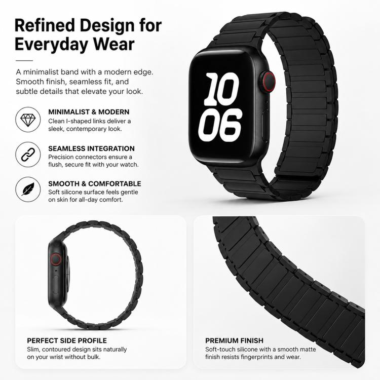 Confezione da 5 cinturini per orologio magnetici in silicone a forma di I xDfind, For Apple Watch 42 / 44 / 45 / 46 / 49mm, For Apple Watch 38 / 40 / 41 / S11 42mm