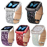 Confezione da 5 cinturini per orologio in ecopelle con paillettes glitterate xDfind, For Apple Watch 42 / 44 / 45 / 46 / 49mm, For Apple Watch 38 / 40 / 41 / S11 42mm