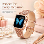 Confezione da 5 cinturini per orologio in ecopelle con paillettes glitterate xDfind, For Apple Watch 42 / 44 / 45 / 46 / 49mm, For Apple Watch 38 / 40 / 41 / S11 42mm