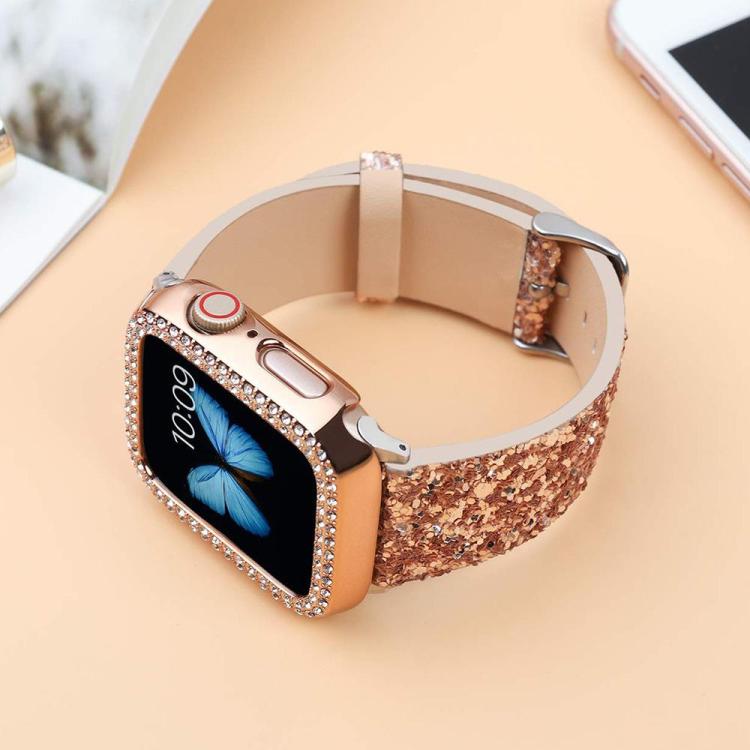 Confezione da 5 cinturini per orologio in ecopelle con paillettes glitterate xDfind, For Apple Watch 42 / 44 / 45 / 46 / 49mm, For Apple Watch 38 / 40 / 41 / S11 42mm