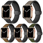 Confezione da 5 cinturini per orologio in silicone con fibbia magnetica e motivo Crazy Horse xDfind., For Apple Watch 42 / 44 / 45 / 46 / 49mm, For Apple Watch 38 / 40 / 41 / S11 42mm