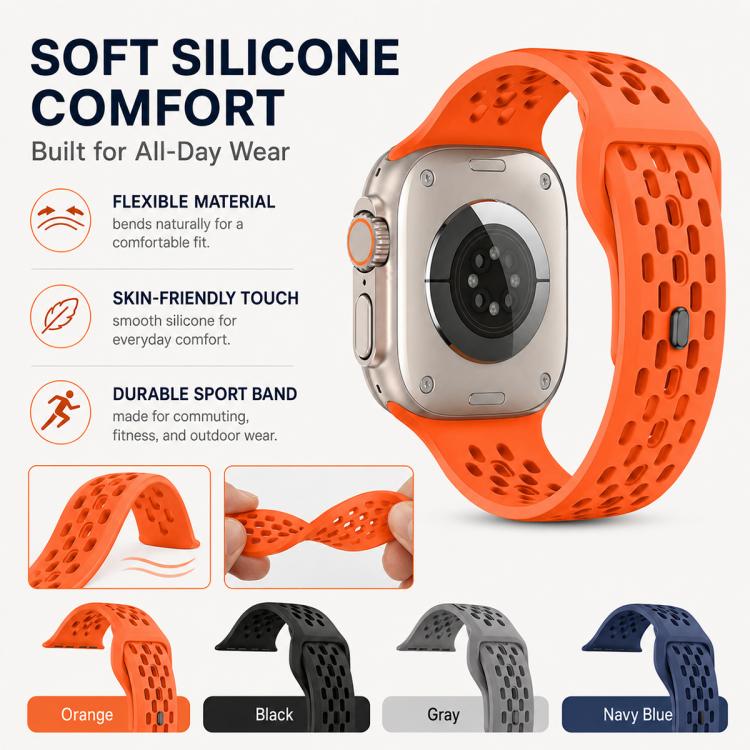 Confezione da 5 cinturini per orologio in silicone con fibbia inversa a rete xDfind, For Apple Watch 42 / 44 / 45 / 46 / 49mm, For Apple Watch 38 / 40 / 41 / S11 42mm