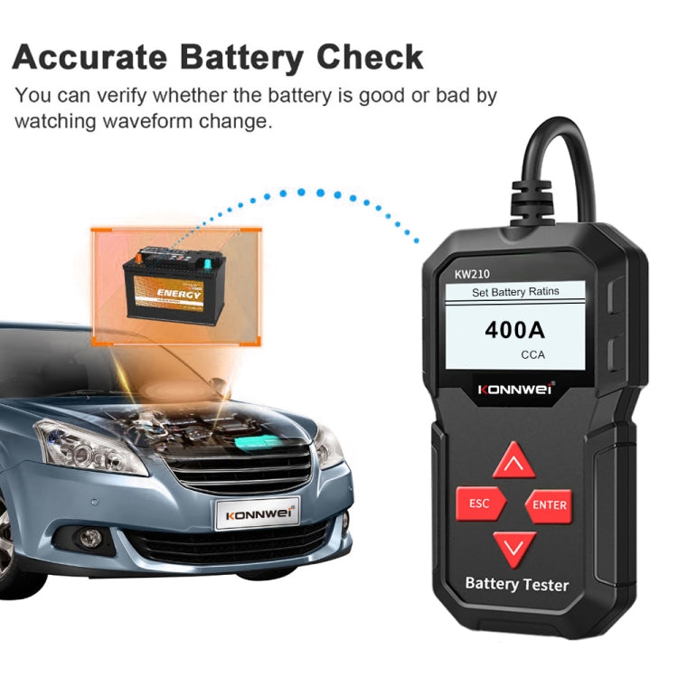 KONNWEI KW210 Test batteria per auto Rilevatore capacità resistenza batteria, KW210