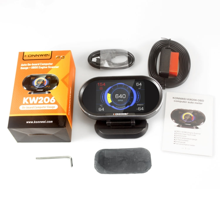KONNWEI KW206 Scanner guasti auto 2 in 1 OBDII / EOBD12V + monitor LCD da 3,5 pollici, KW206