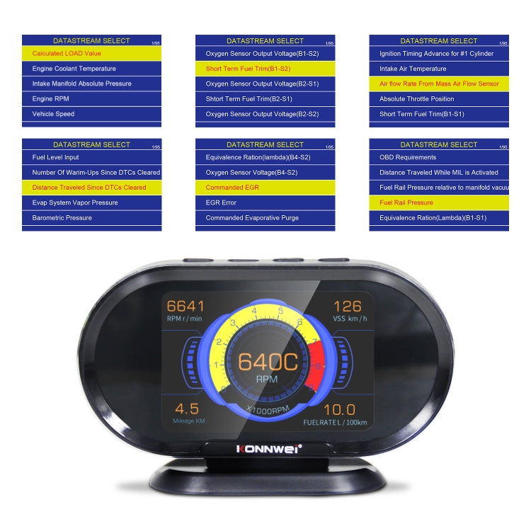 KONNWEI KW206 Scanner guasti auto 2 in 1 OBDII / EOBD12V + monitor LCD da 3,5 pollici, KW206