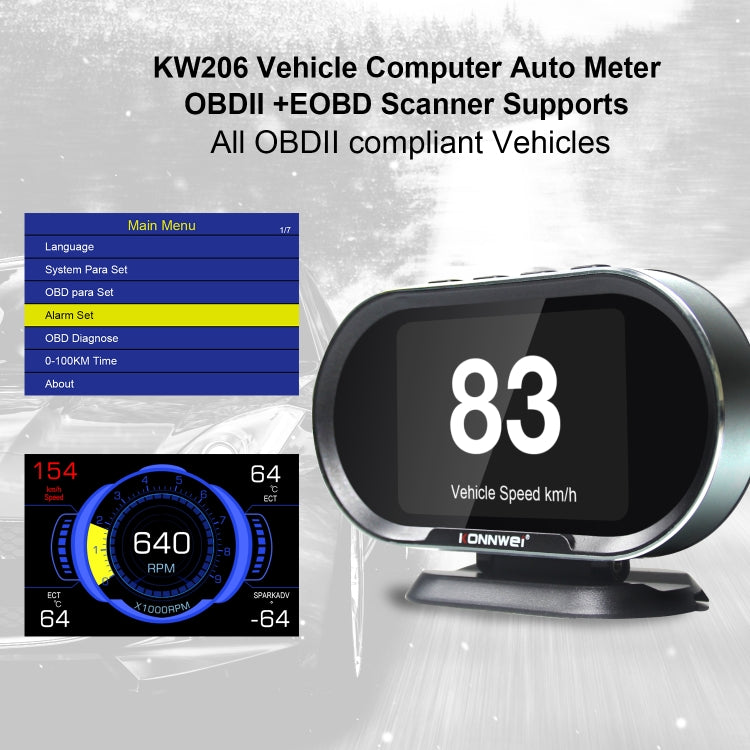 KONNWEI KW206 Scanner guasti auto 2 in 1 OBDII / EOBD12V + monitor LCD da 3,5 pollici, KW206
