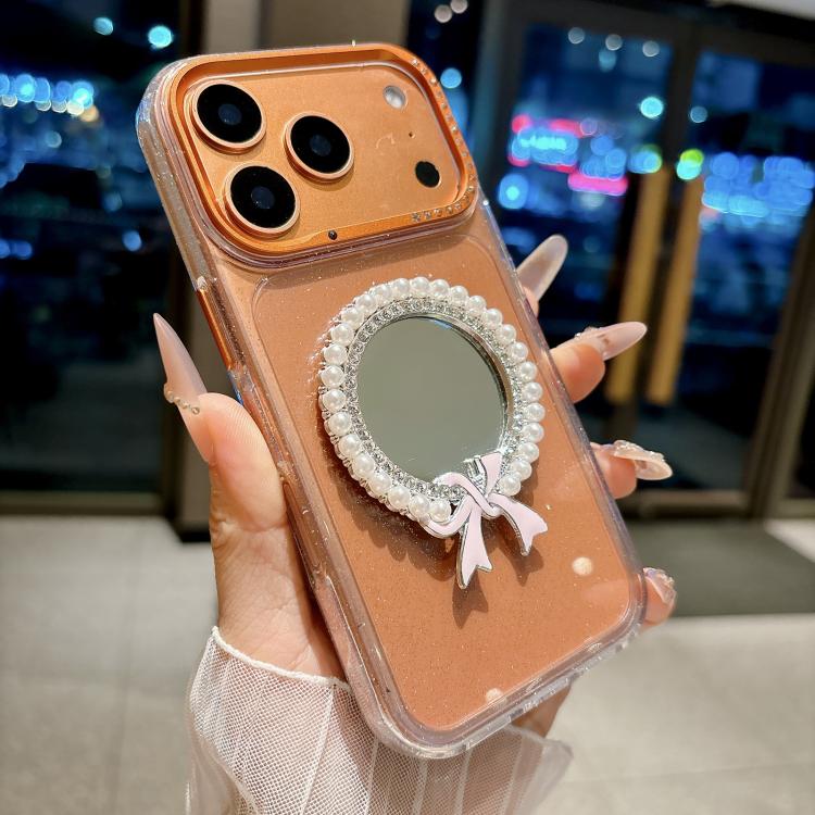 Custodia per telefono antiurto con specchio rotondo a perla della serie Crystal., For iPhone 17 Pro Max, For iPhone 17 Pro, For iPhone 17, For iPhone 16 Pro Max