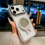 Custodia per telefono antiurto con specchio rotondo a perla della serie Crystal., For iPhone 17 Pro Max, For iPhone 17 Pro, For iPhone 17, For iPhone 16 Pro Max