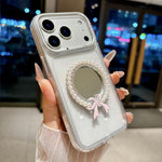 Custodia per telefono antiurto con specchio rotondo a perla della serie Crystal., For iPhone 17 Pro Max, For iPhone 17 Pro, For iPhone 17, For iPhone 16 Pro Max