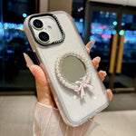 Custodia per telefono antiurto con specchio rotondo a perla della serie Crystal., For iPhone 17 Pro Max, For iPhone 17 Pro, For iPhone 17, For iPhone 16 Pro Max