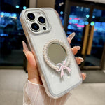 Custodia per telefono antiurto con specchio rotondo a perla della serie Crystal., For iPhone 17 Pro Max, For iPhone 17 Pro, For iPhone 17, For iPhone 16 Pro Max