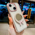 Custodia per telefono antiurto con specchio rotondo a perla della serie Crystal., For iPhone 15