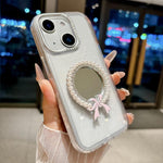 Custodia per telefono antiurto con specchio rotondo a perla della serie Crystal., For iPhone 15