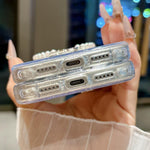 Custodia per telefono antiurto con specchio rotondo a perla della serie Crystal., For iPhone 16 Pro, For iPhone 16, For iPhone 15 Pro Max, For iPhone 15 Pro