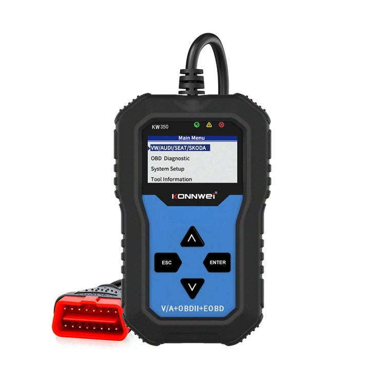 KONNWEI KW350 OBDII 12V Rilevatore di diagnostica per auto con schermo in bianco e nero da 2 pollici V007 per Audi / Volkswagen, KW350