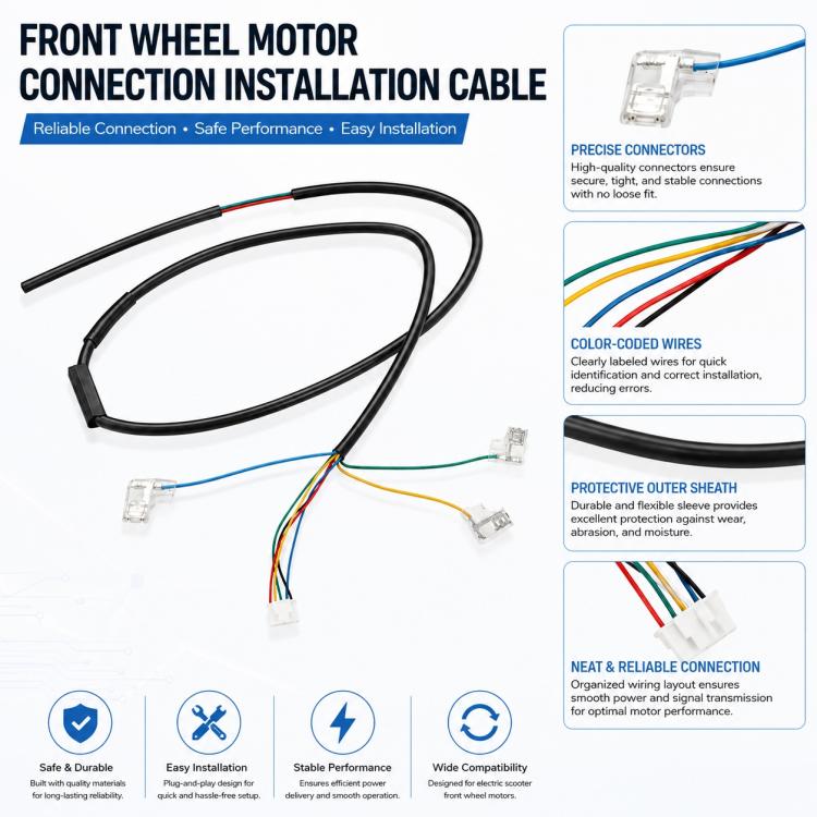 Cavo di installazione per il collegamento del motore della ruota anteriore dello scooter elettrico, For Xiaomi Mijia M365 Pro / Pro 2 / 1S