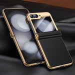 Custodia per telefono in vera pelle galvanizzata con pellicola integrata, For Galaxy Z Flip6 5G