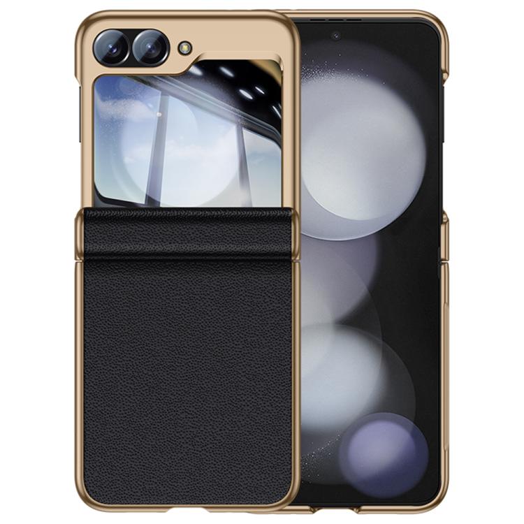 Custodia per telefono in vera pelle galvanizzata con pellicola integrata, For Galaxy Z Flip6 5G