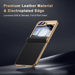 Custodia per telefono in vera pelle galvanizzata con pellicola integrata, For Galaxy Z Flip6 5G