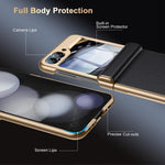 Custodia per telefono in vera pelle galvanizzata con pellicola integrata, For Galaxy Z Flip6 5G