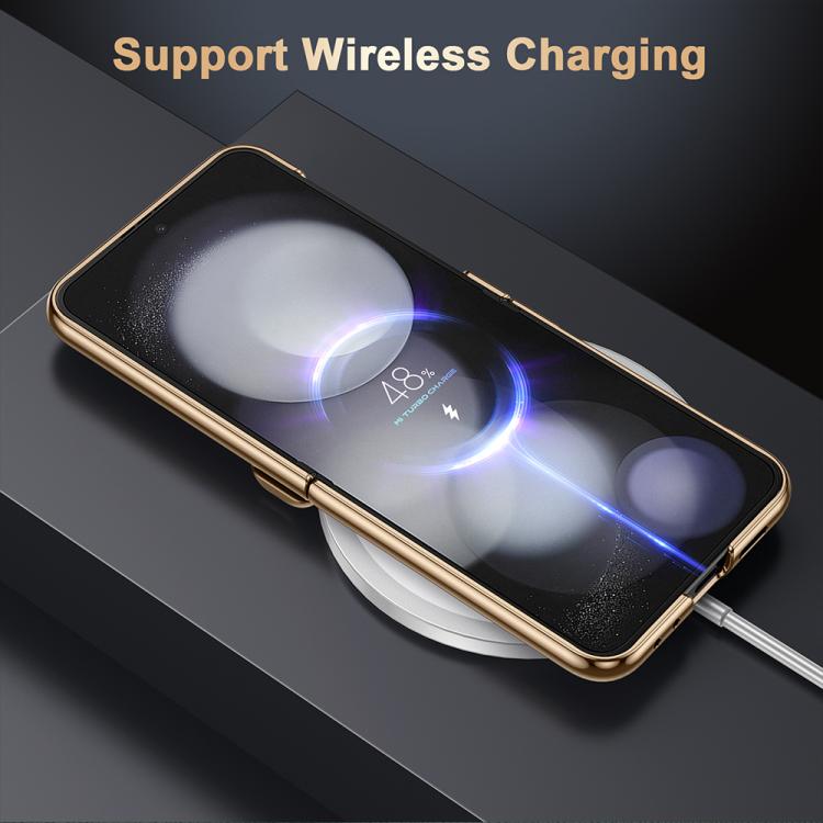 Custodia per telefono in vera pelle galvanizzata con pellicola integrata, For Galaxy Z Flip6 5G