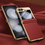 Custodia per telefono in vera pelle galvanizzata con pellicola integrata, For Galaxy Z Flip6 5G