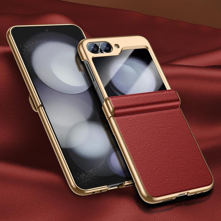 Custodia per telefono in vera pelle galvanizzata con pellicola integrata, For Galaxy Z Flip6 5G