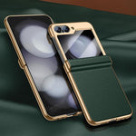 Custodia per telefono in vera pelle galvanizzata con pellicola integrata, For Galaxy Z Flip6 5G