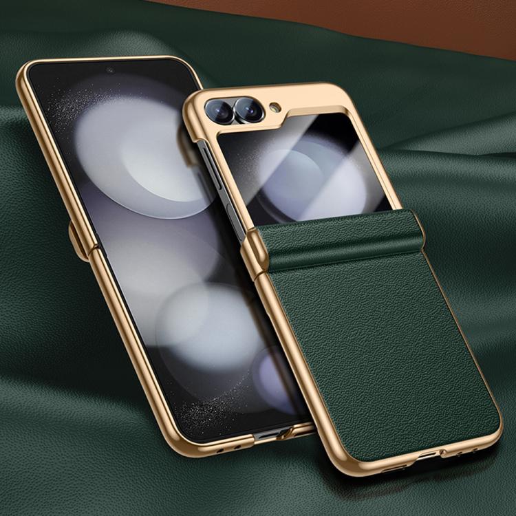 Custodia per telefono in vera pelle galvanizzata con pellicola integrata, For Galaxy Z Flip6 5G