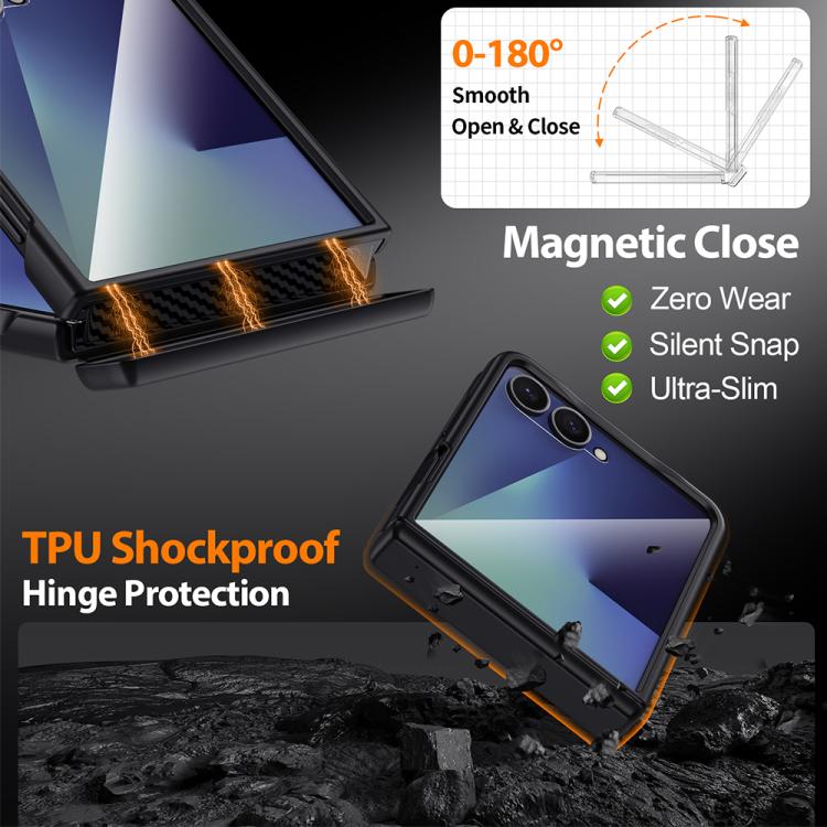 Custodia per telefono in vera pelle verniciata a spruzzo con pellicola HD integrata., For Galaxy Z Flip7 5G