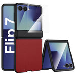 Custodia per telefono in vera pelle verniciata a spruzzo con pellicola HD integrata., For Galaxy Z Flip7 5G