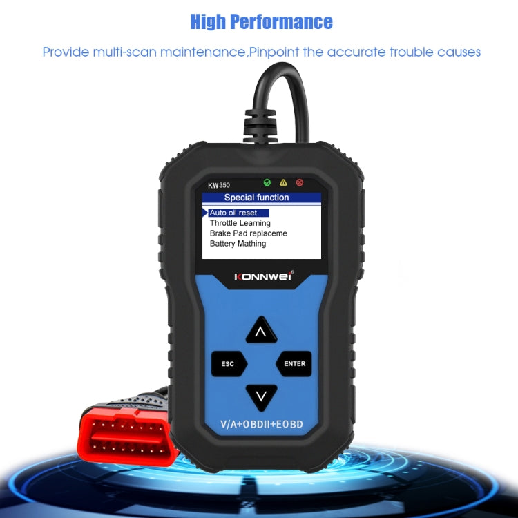 KONNWEI KW350 OBDII 12V Rilevatore di diagnostica per auto con schermo in bianco e nero da 2 pollici V007 per Audi / Volkswagen, KW350