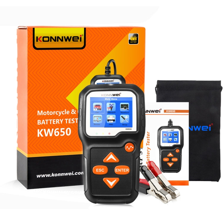 KONNWEI KW650 Rilevatore per tosaerba a batteria per auto e moto 6V-12V con display a colori da 2,4 pollici e grafico della forma d'onda, KW650