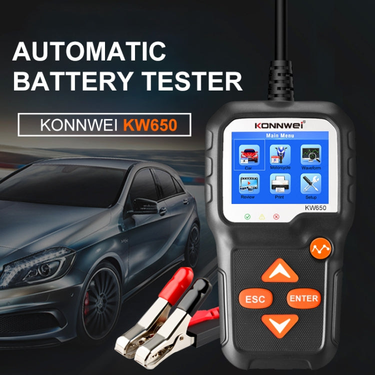 KONNWEI KW650 Rilevatore per tosaerba a batteria per auto e moto 6V-12V con display a colori da 2,4 pollici e grafico della forma d'onda, KW650