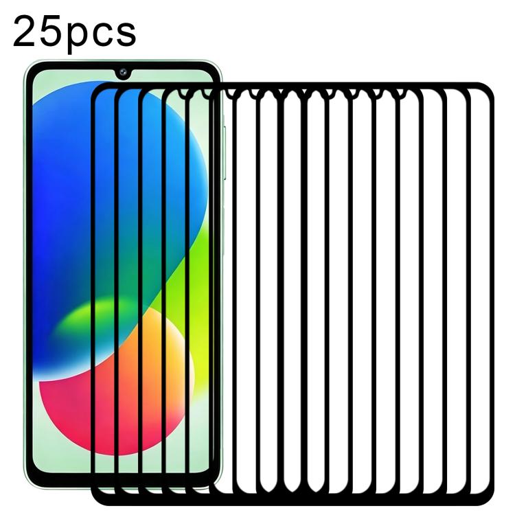 25 pezzi Pellicola in vetro temperato ad alta densità con stampa serigrafica su schermo intero, For Galaxy A08 4G, For Galaxy A08 5G, For Galaxy A18 4G, For Galaxy A18 5G, For Galaxy M47 5G, For Galaxy Buddy5 5G, For Galaxy F07e 4G