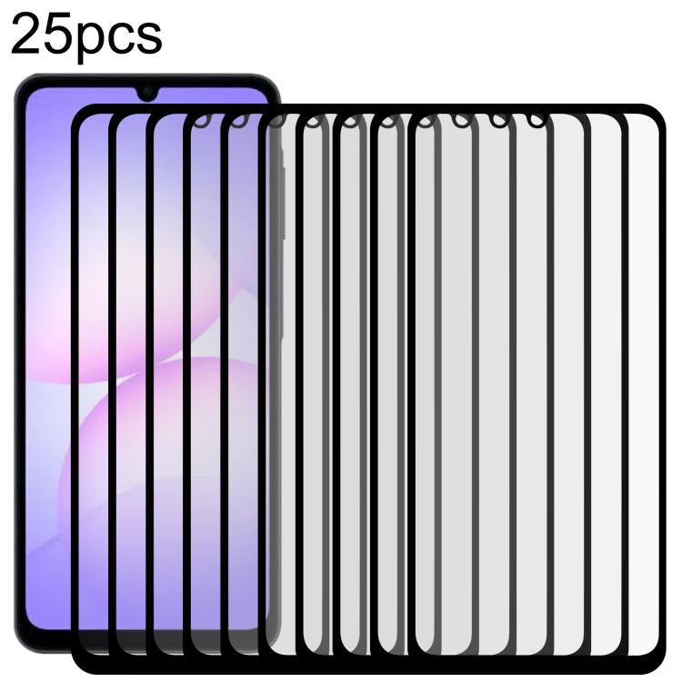 25 pezzi Pellicola in vetro temperato ad alta densità con stampa serigrafica su schermo intero, For Galaxy A08 4G, For Galaxy A08 5G, For Galaxy A18 4G, For Galaxy A18 5G, For Galaxy M47 5G, For Galaxy Buddy5 5G, For Galaxy F07e 4G