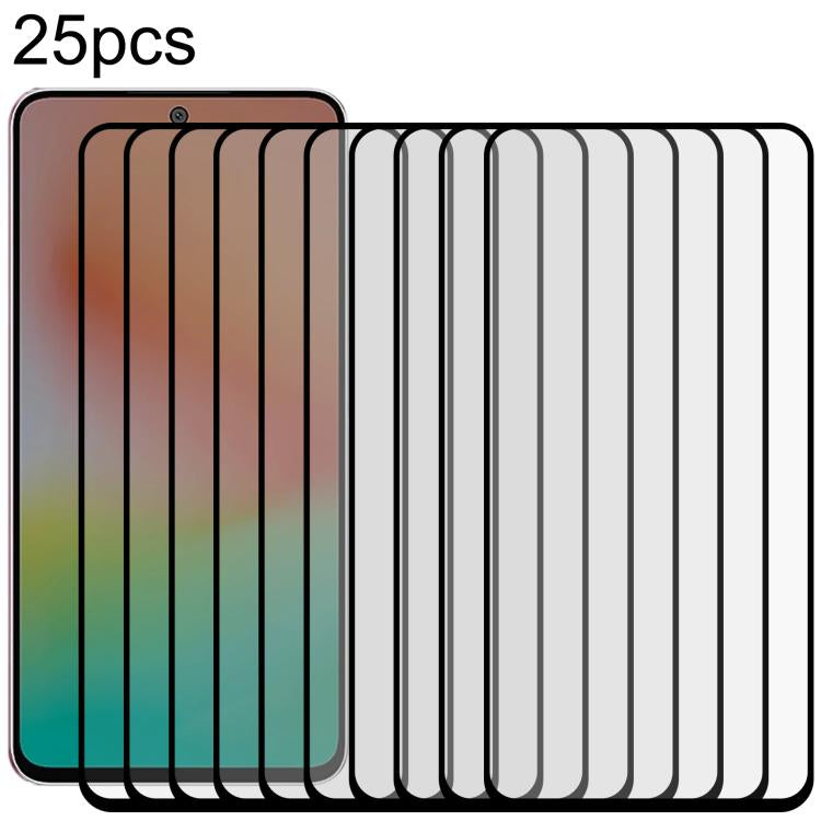 25 pezzi Pellicola in vetro temperato ad alta densità con stampa serigrafica su schermo intero, For Galaxy A08 4G, For Galaxy A08 5G, For Galaxy A18 4G, For Galaxy A18 5G, For Galaxy M47 5G, For Galaxy Buddy5 5G, For Galaxy F07e 4G