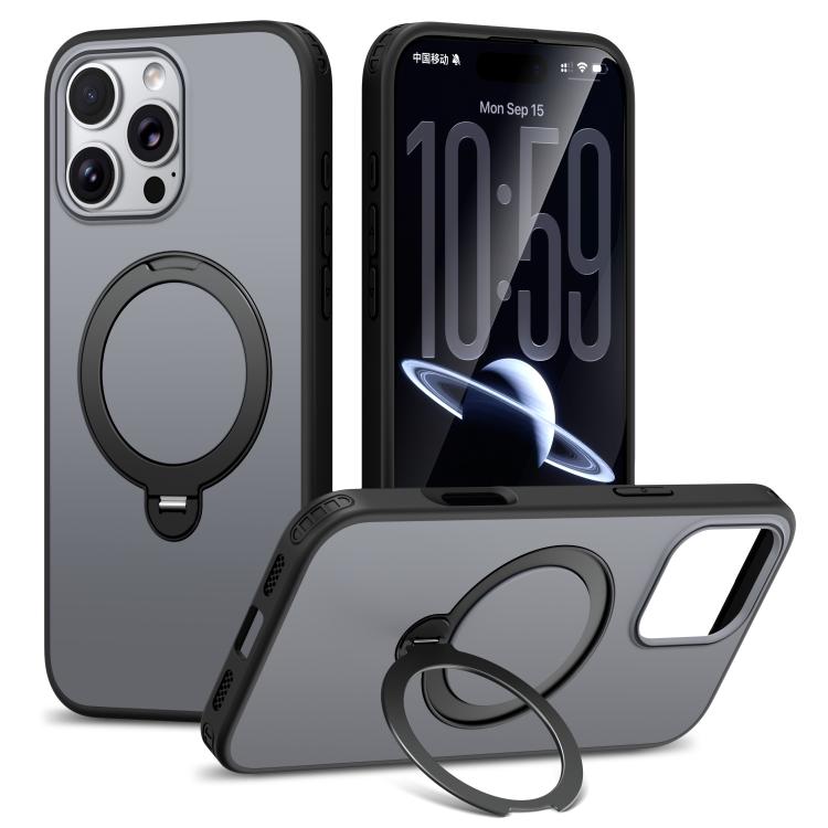 Custodia per telefono antiurto magnetica in TPU + PC con supporto girevole., For iPhone 16 Pro, For iPhone 15 Pro Max, For iPhone 15 Pro, For iPhone 14 Pro