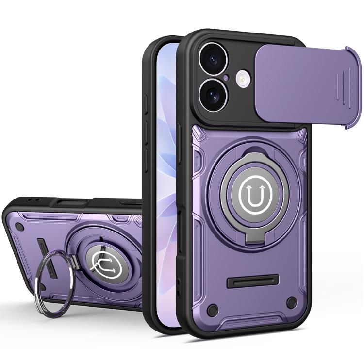 Custodia magnetica per telefono con supporto scorrevole per fotocamera., For iPhone 17 Pro Max, For iPhone 17 Pro, For iPhone 17, For iPhone 16 Pro Max