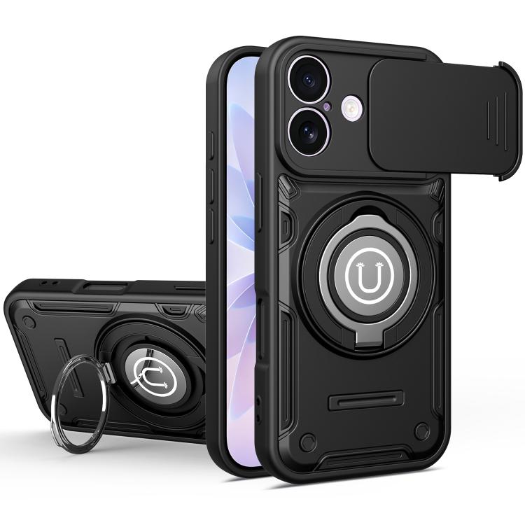 Custodia magnetica per telefono con supporto scorrevole per fotocamera., For iPhone 17 Pro Max, For iPhone 17 Pro, For iPhone 17, For iPhone 16 Pro Max