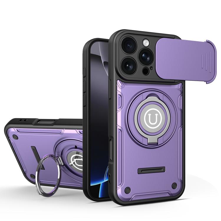 Custodia magnetica per telefono con supporto scorrevole per fotocamera., For iPhone 17 Pro Max, For iPhone 17 Pro, For iPhone 17, For iPhone 16 Pro Max